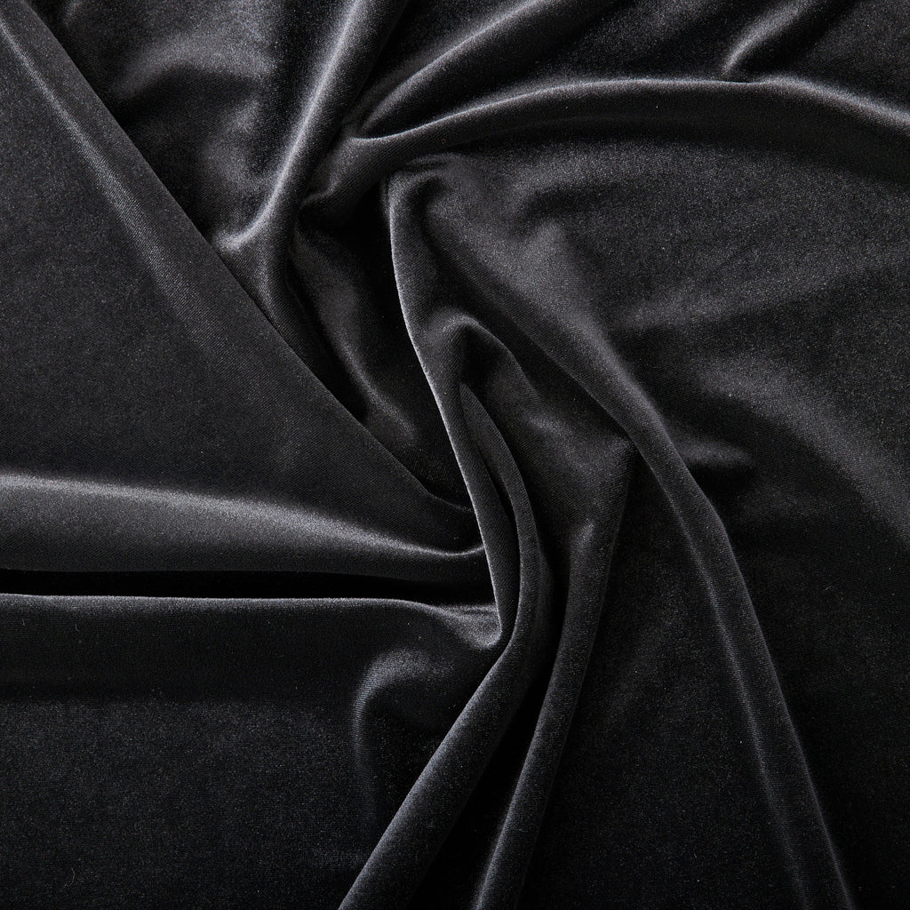 STRETCH VELVET | 323 BLACK - Zelouf Fabrics