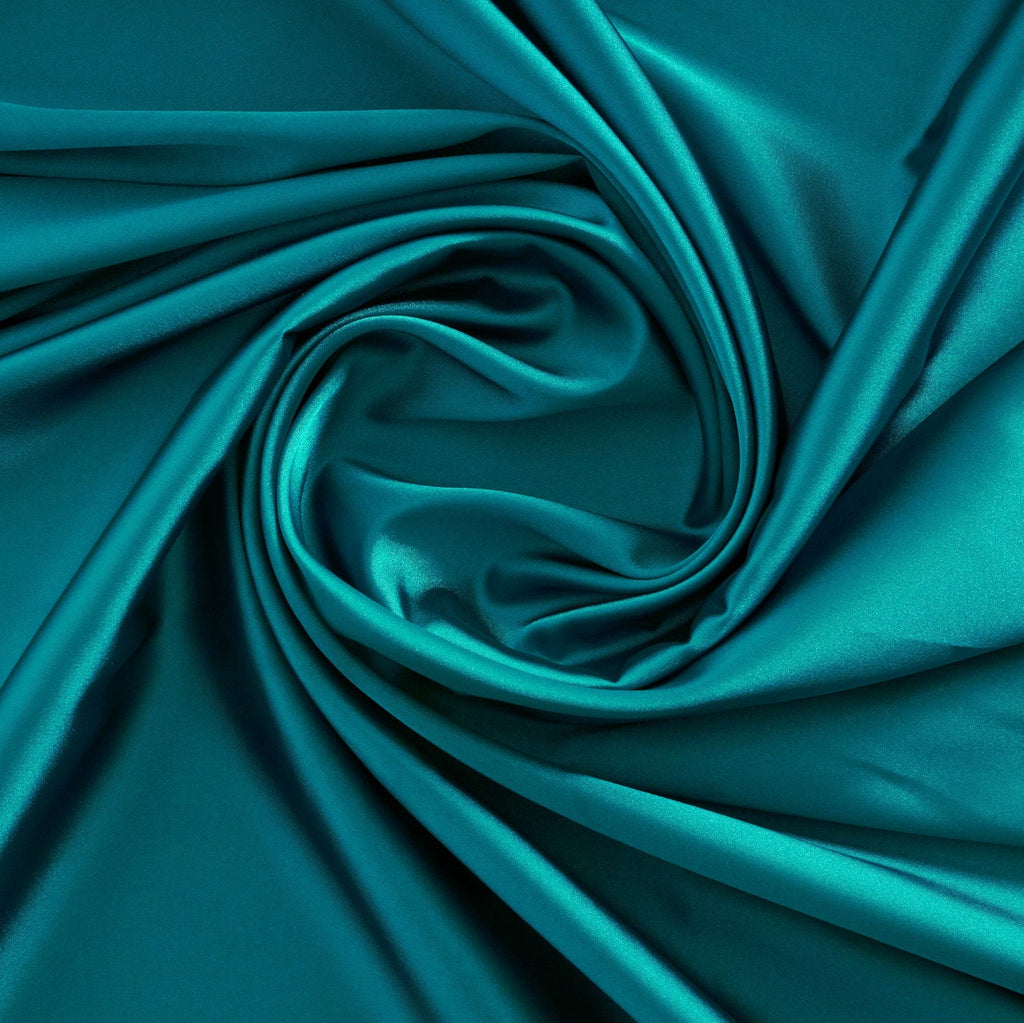 STRETCH CHARMEUSE SATIN | 7306 TEAL DELUXE - Zelouf Fabrics