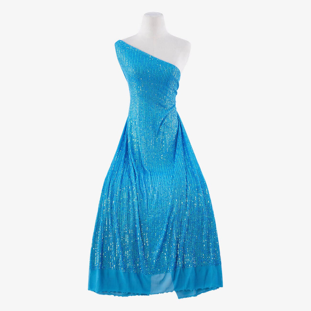 MATTE ARIEL LINE SEQUIN MESH | 25525-IRID BLUE - Zelouf Fabrics