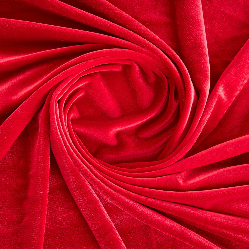 STRETCH VELVET | 323 AUTUMN SCARLET - Zelouf Fabrics