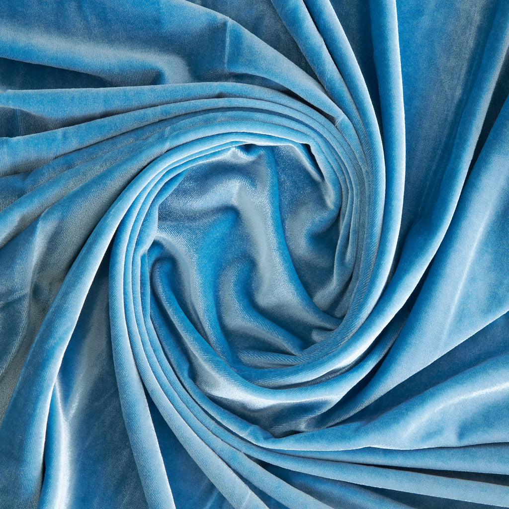 STRETCH VELVET | 323 STEEL BLUE - Zelouf Fabrics