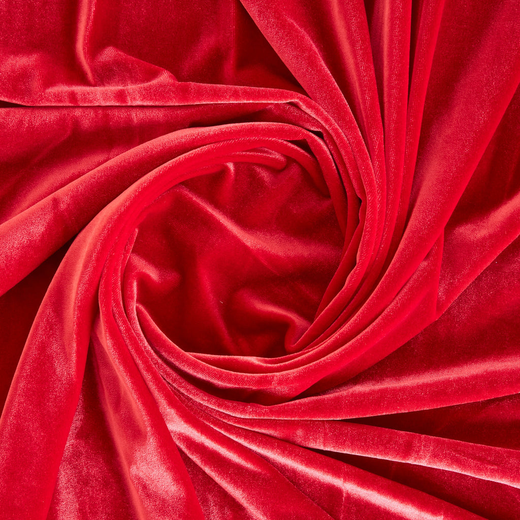 STRETCH VELVET | 323 AUTUMN RED - Zelouf Fabrics