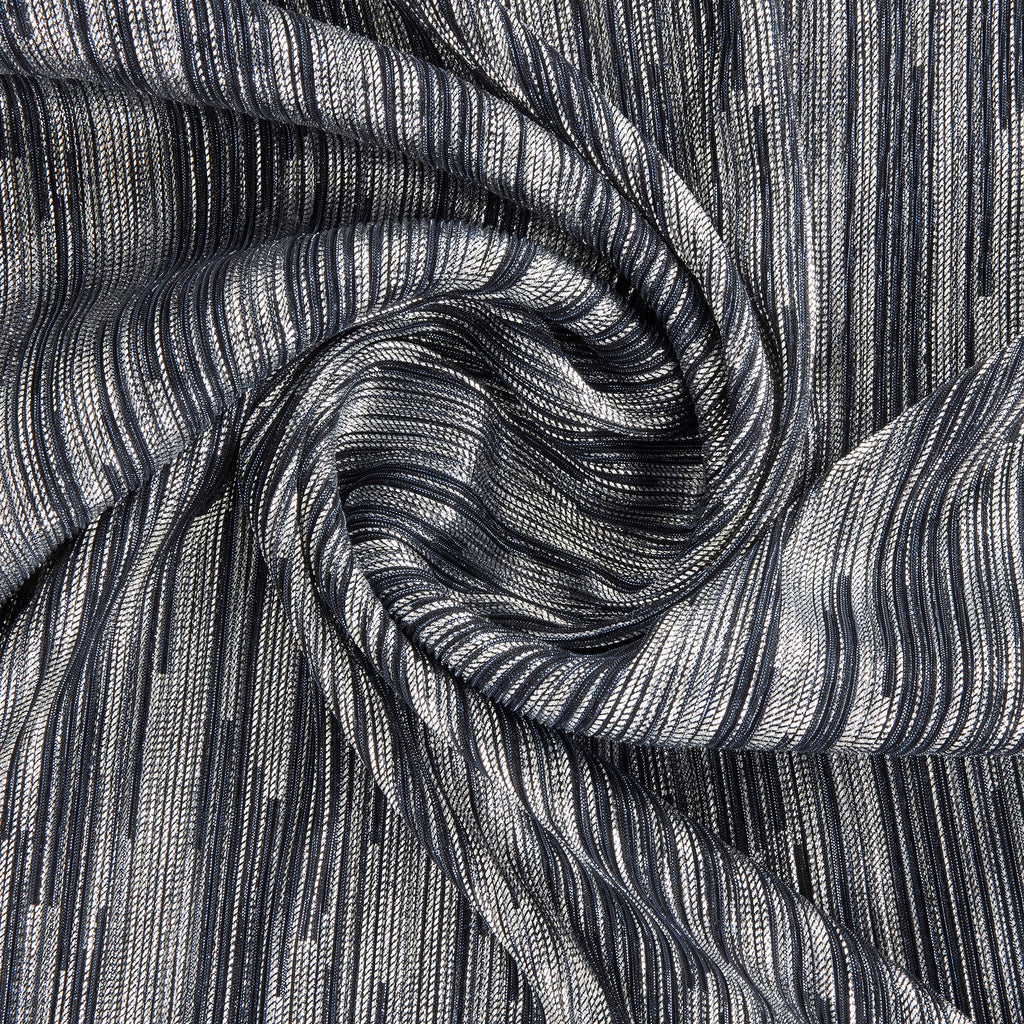 GISELLA FOIL TEXTURED KNIT | 25733 ARRESTING NAVY/SILVER - Zelouf Fabrics