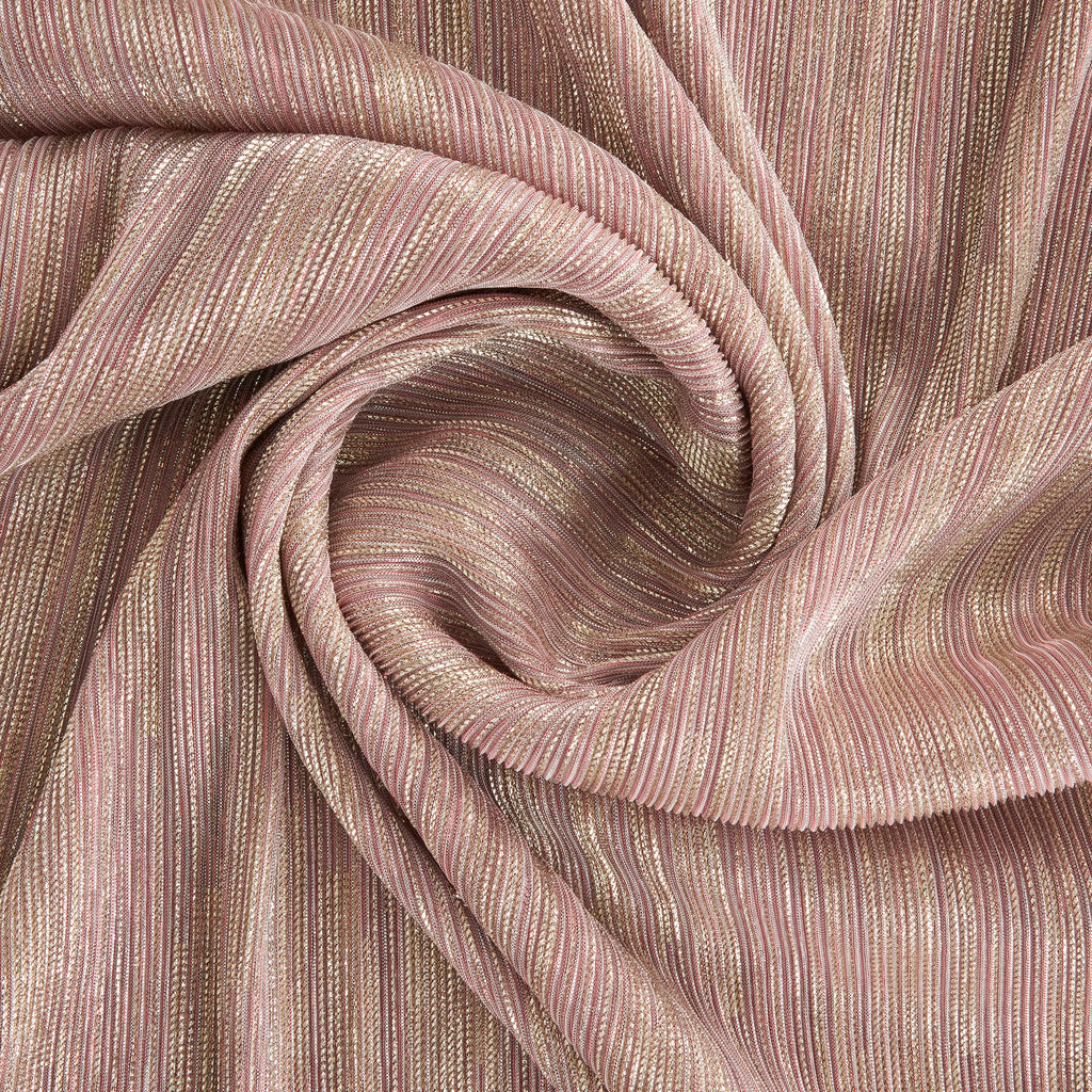 GISELLA FOIL TEXTURED KNIT | 25733 ROSE/PLATINUM - Zelouf Fabrics
