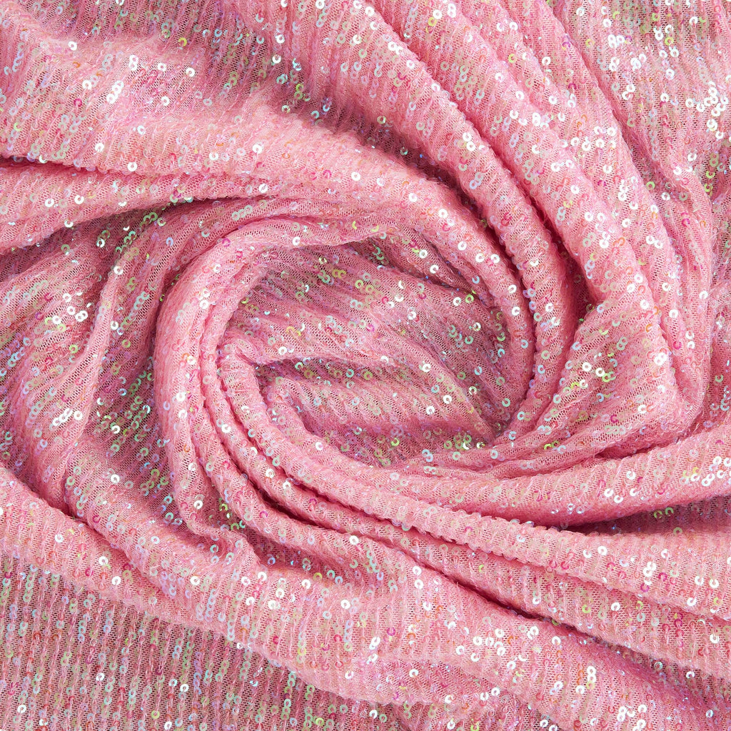 MATTE ARIEL LINE SEQUIN MESH | 25525-IRID BLOSSOM PINK - Zelouf Fabrics