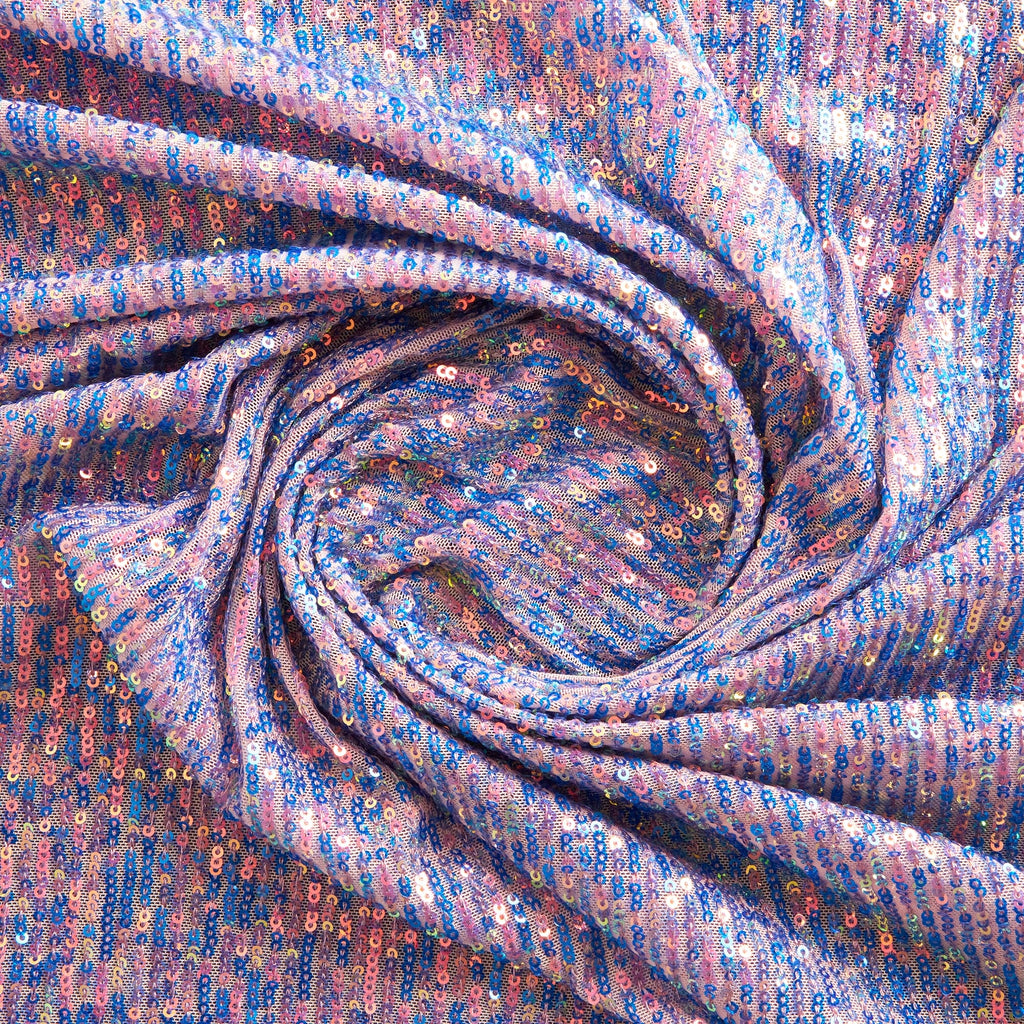 MATTE ARIEL LINE SEQUIN MESH | 25525-IRID ROSE/LILAC - Zelouf Fabrics