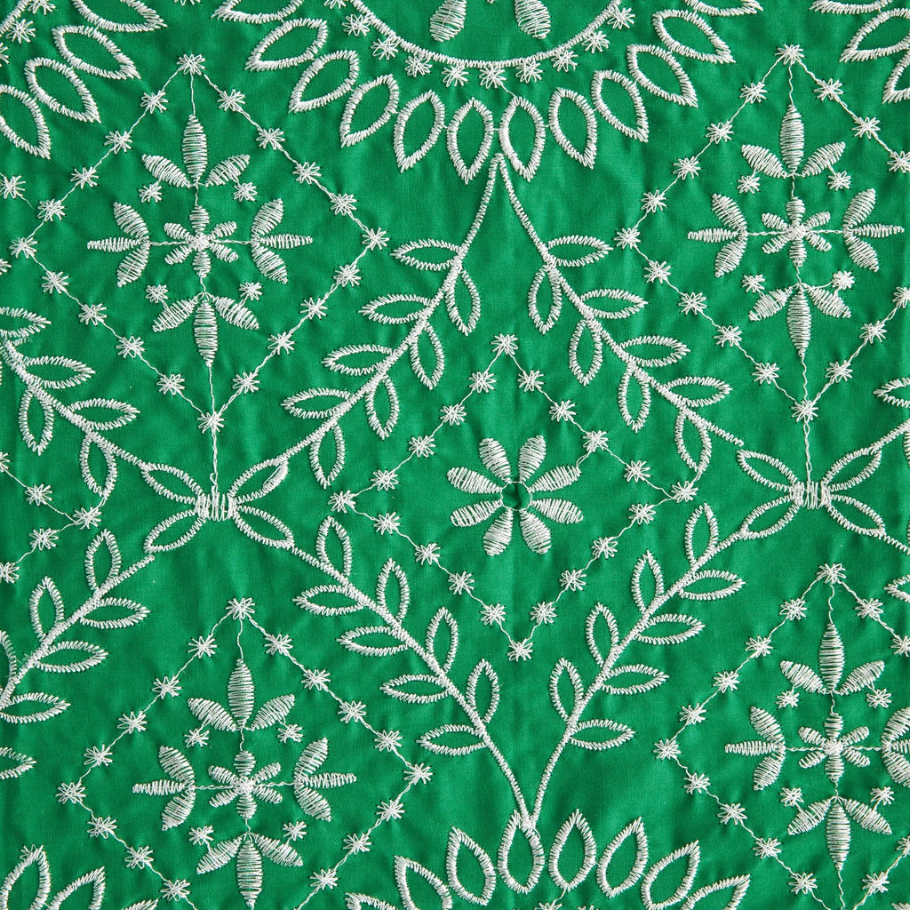 SPARKS GEO EMBROIDERY COTTON VOILE  | 24832-VOILE EMERALD/IVORY - Zelouf Fabrics