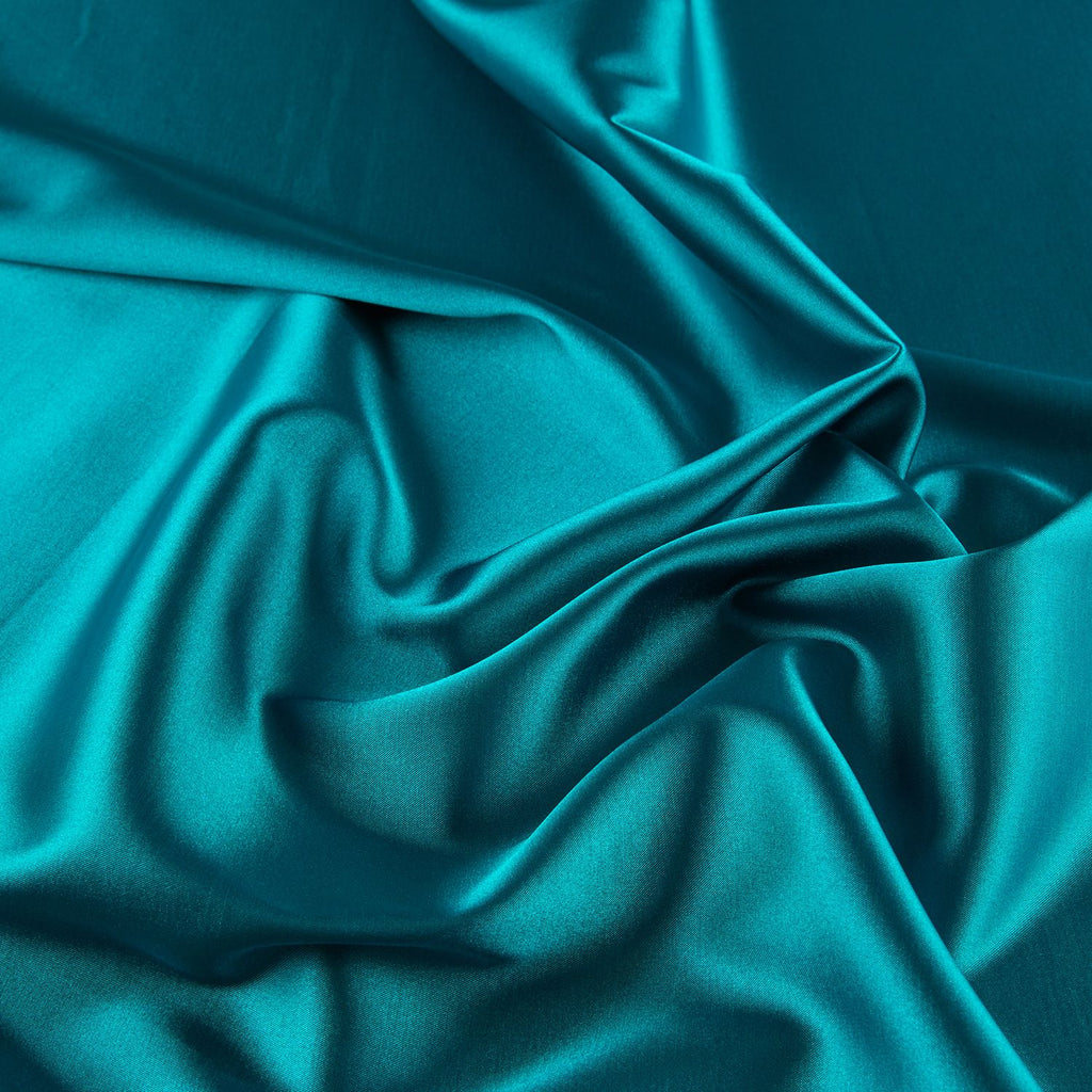 STRETCH CHARMEUSE SATIN | 7306 TEAL BALLET - Zelouf Fabrics