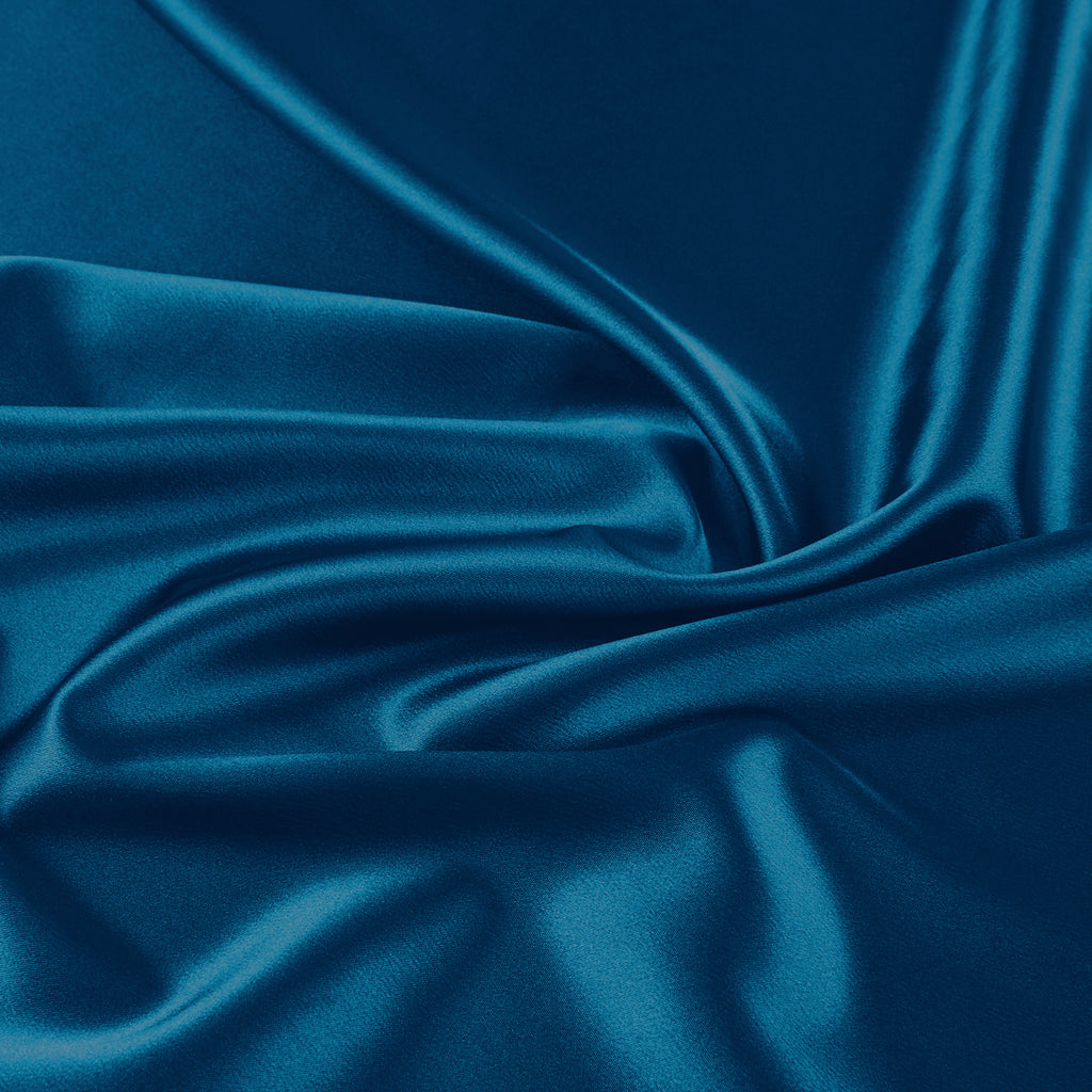 DANIELLE STRETCH SATIN | 7311 DAZZLE TURQ - Zelouf Fabrics