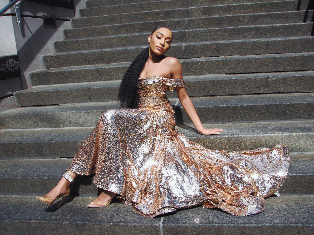 A Custom Sequined Prom Gown, Made With Zelouf