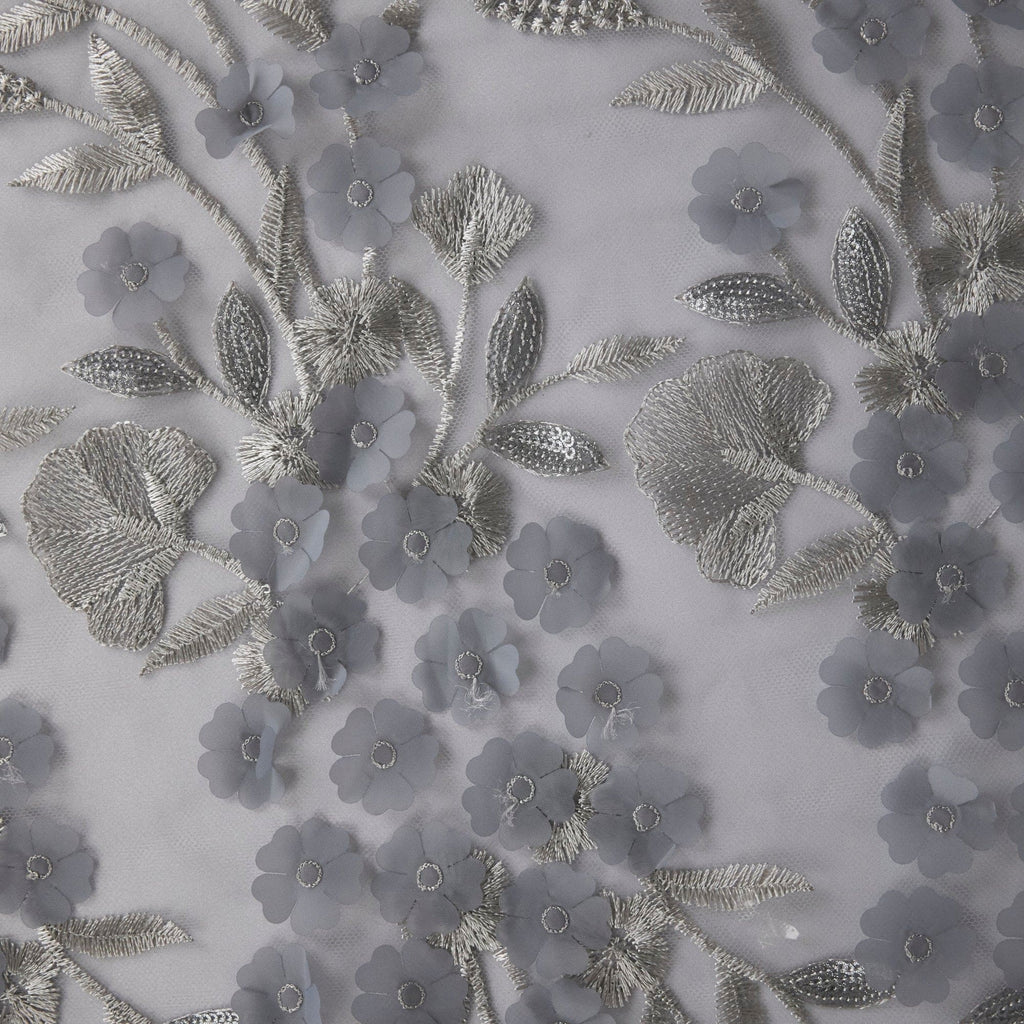 JENNY 3D FLORAL GLITTER SEQUIN EMBROIDERY MESH  | 26638  - Zelouf Fabrics