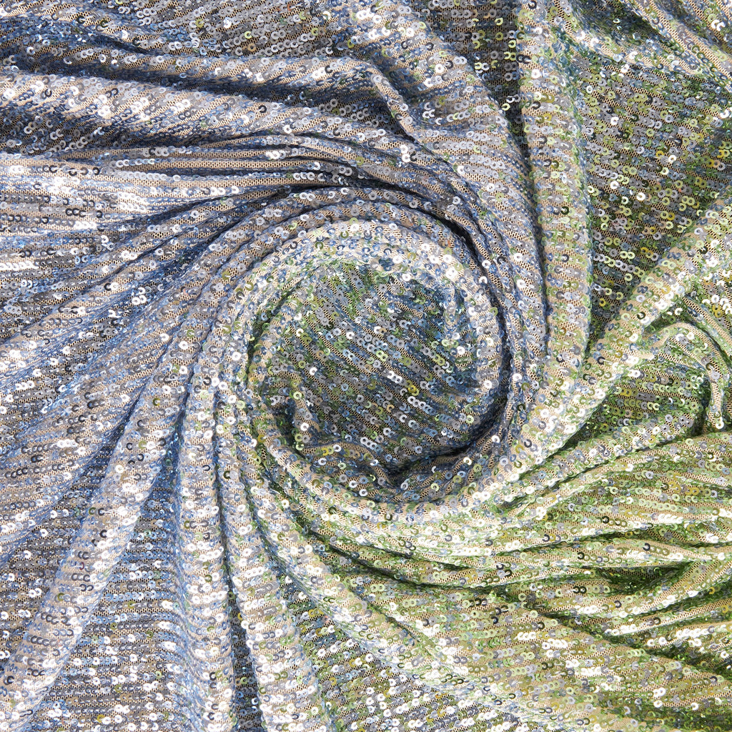 ARIEL OMBRE SEQUIN STRETCH MESH  | 25525-OMBRE MINT/PERI - Zelouf Fabrics