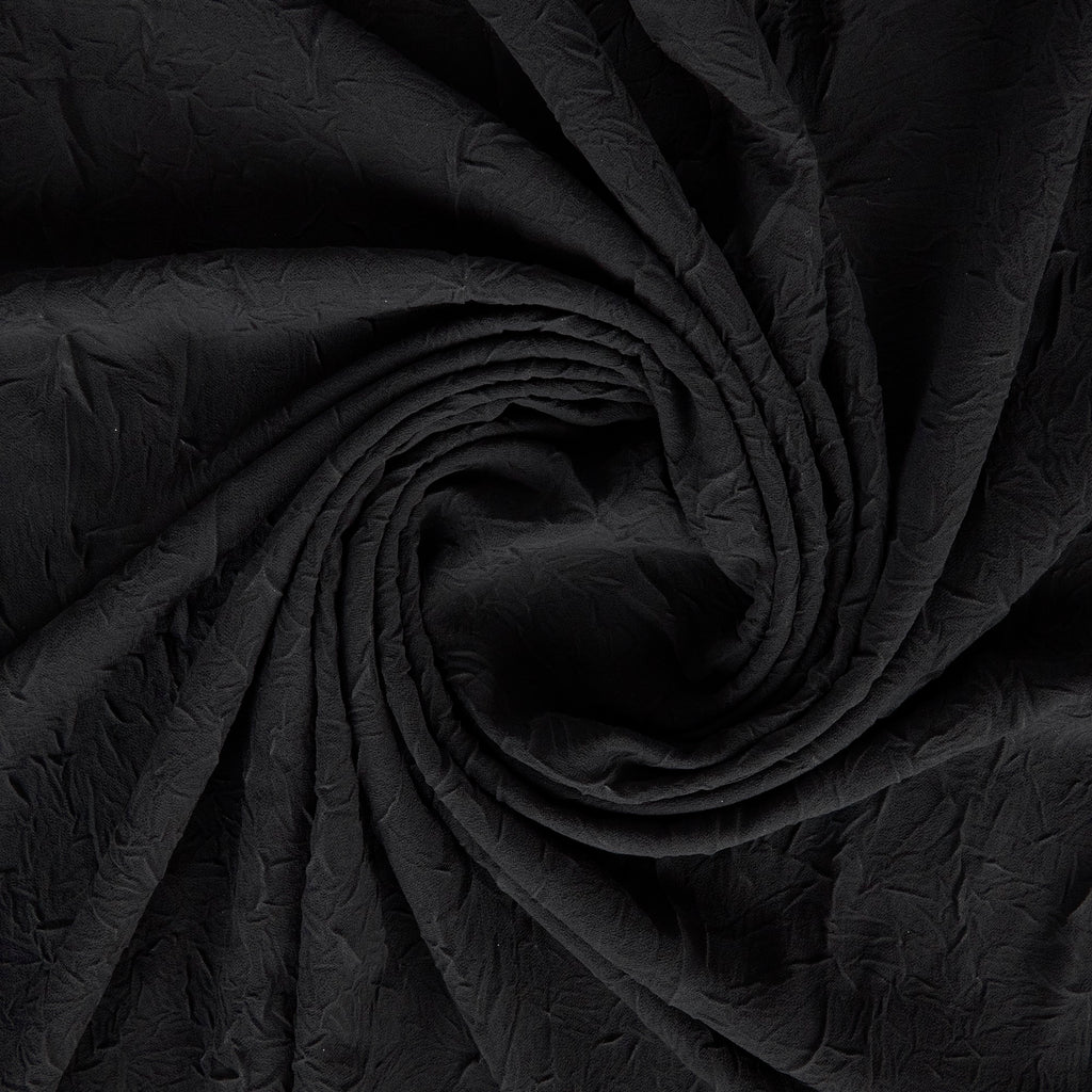 ELODIE CRUSHED GEORGETTE  | 27018 BLACK - Zelouf Fabrics