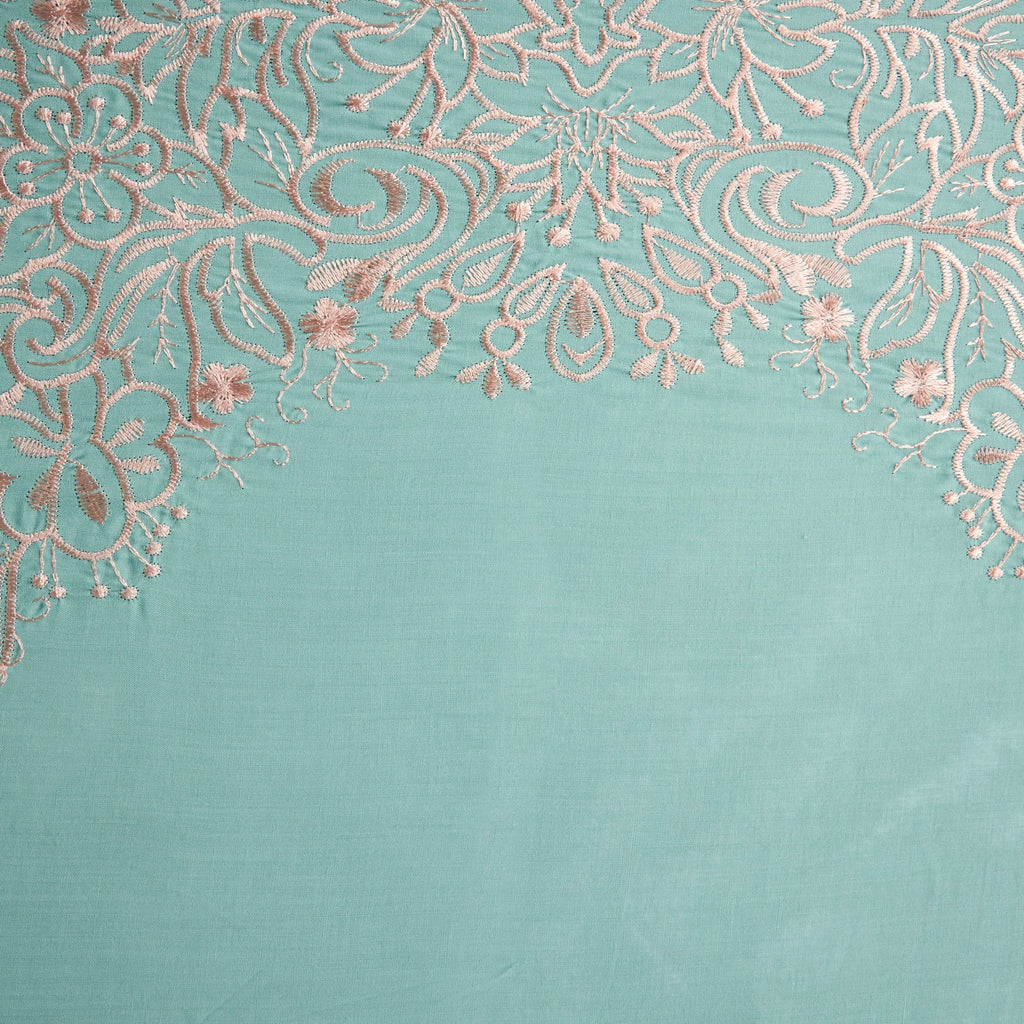 SCROLLWORK BORDER EMBROIDERY ON RAYON  | 27048  - Zelouf Fabrics