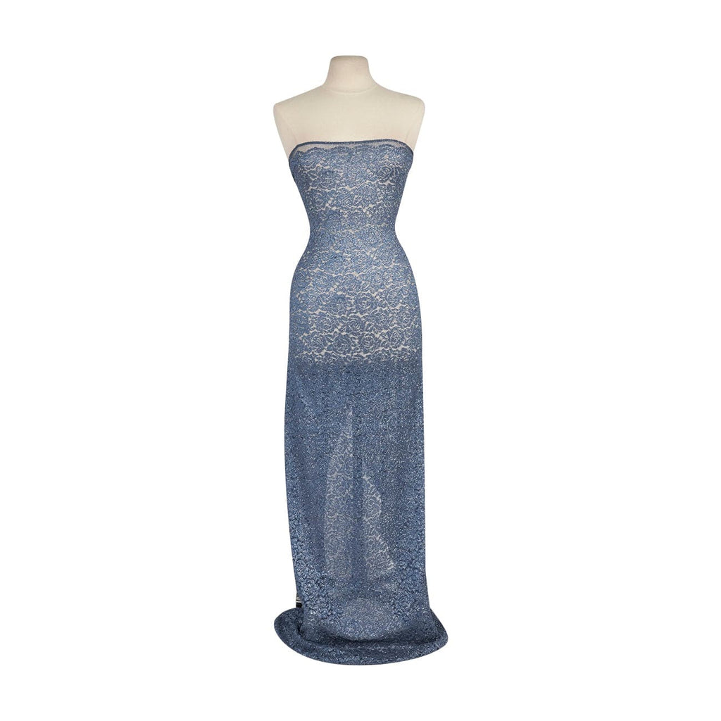 SAWYER STRETCH LACE W/GLITTER  | 27168 WINTER BLUE - Zelouf Fabrics