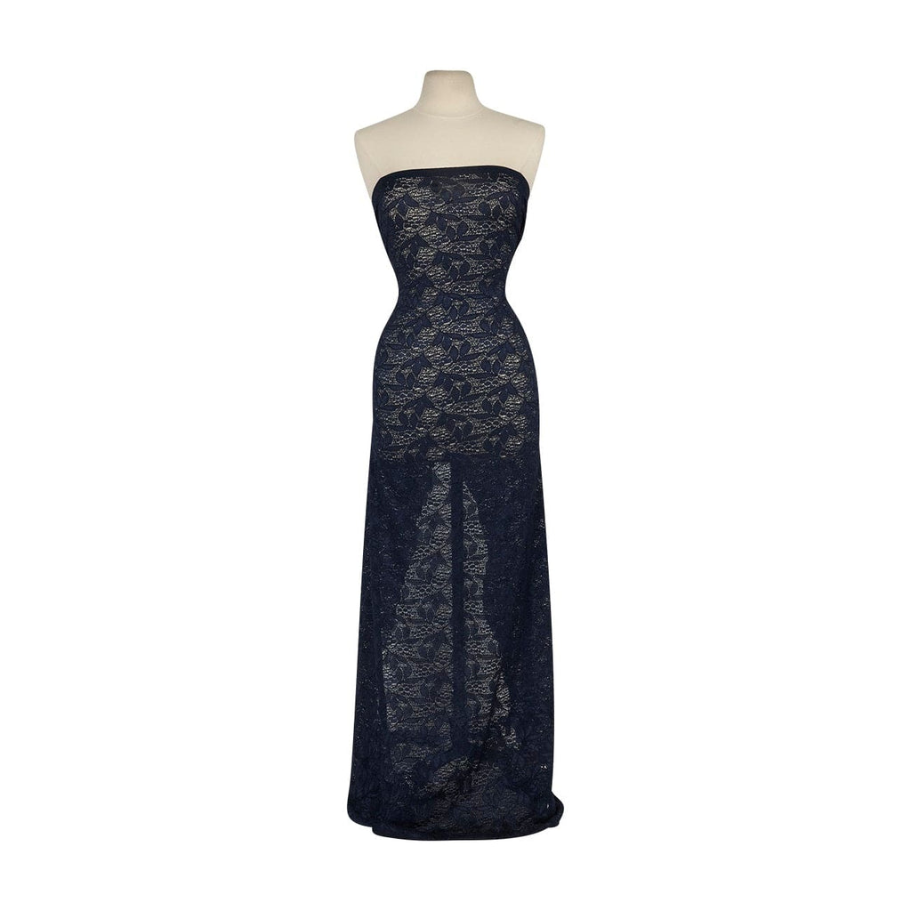 LUCILLE STRETCH LACE  | 27166 WINTER NAVY - Zelouf Fabrics