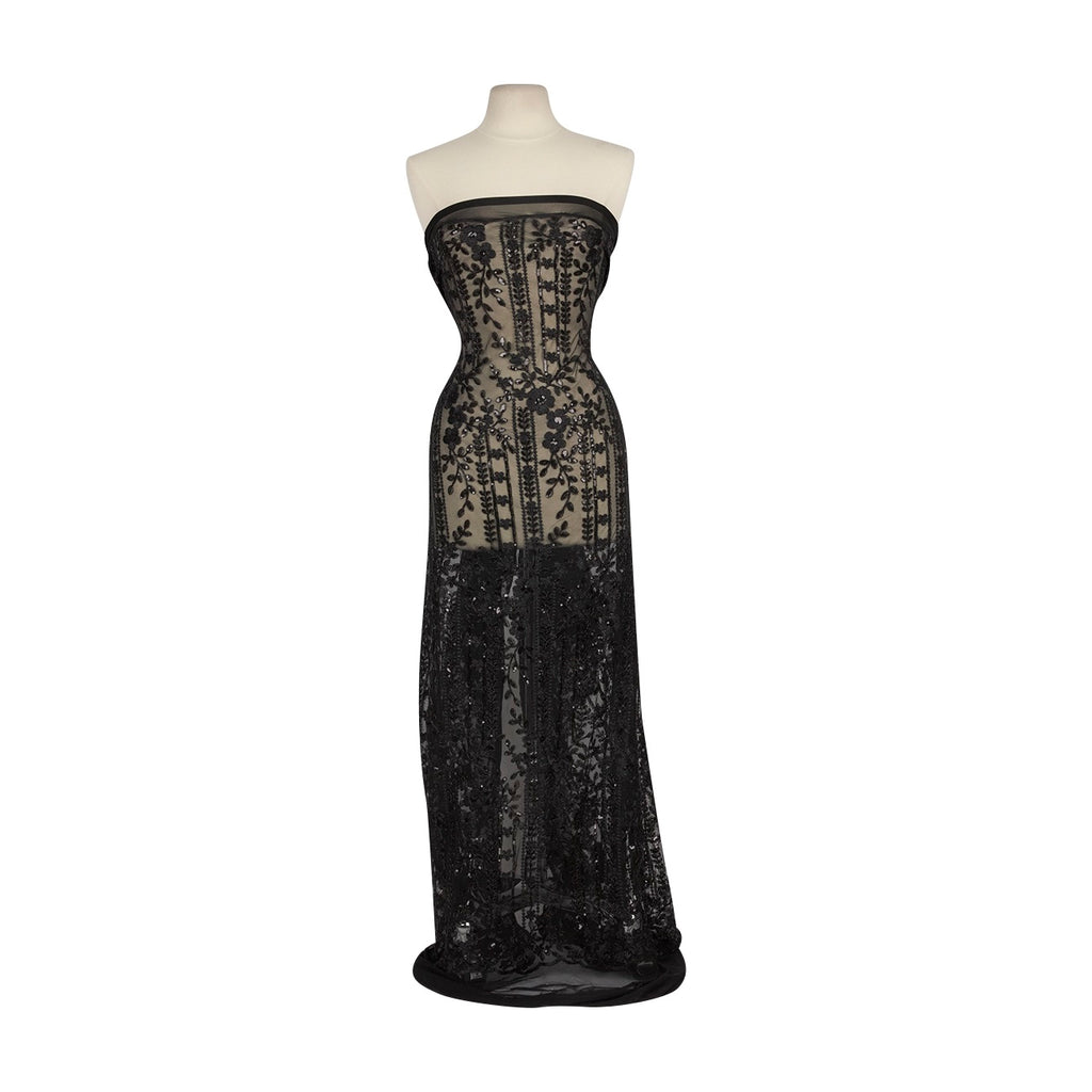 BLAKELY CORDED SEQUIN EMBROIDERY  | 27134 BLACK - Zelouf Fabrics