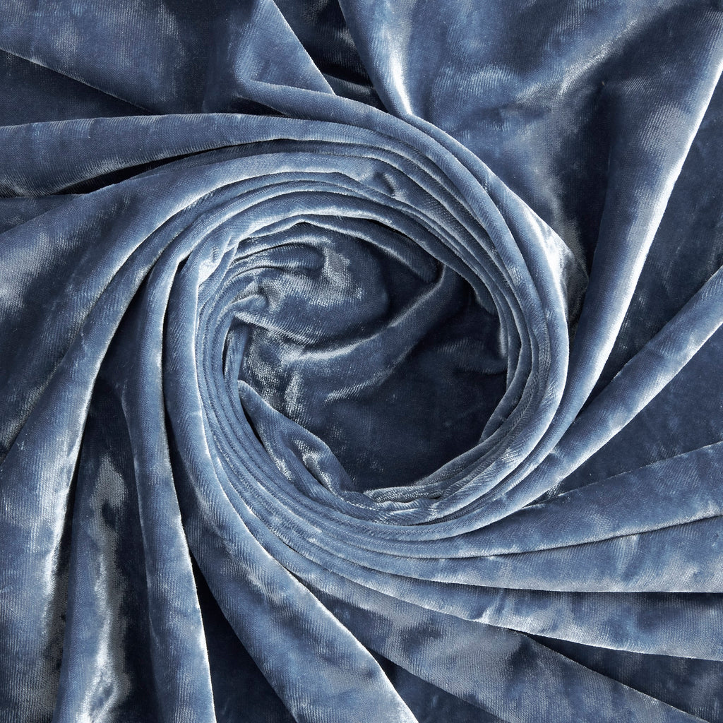 STRETCH CRUSHED VELVET | 23824 WINTER BLUE - Zelouf Fabrics