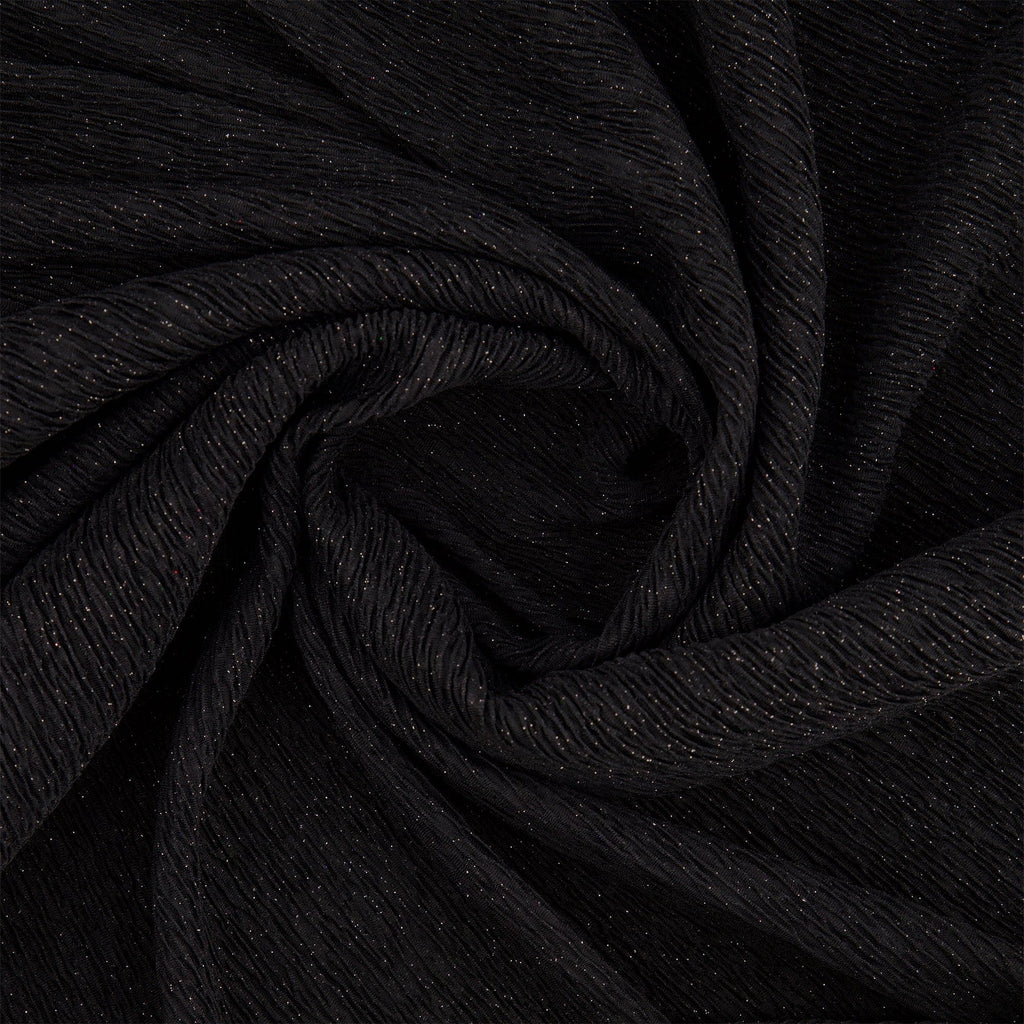 PLEATED FUKURO W/ ROLLER GLITTER  | 20170-GLITTER BLACK/BLACK - Zelouf Fabrics