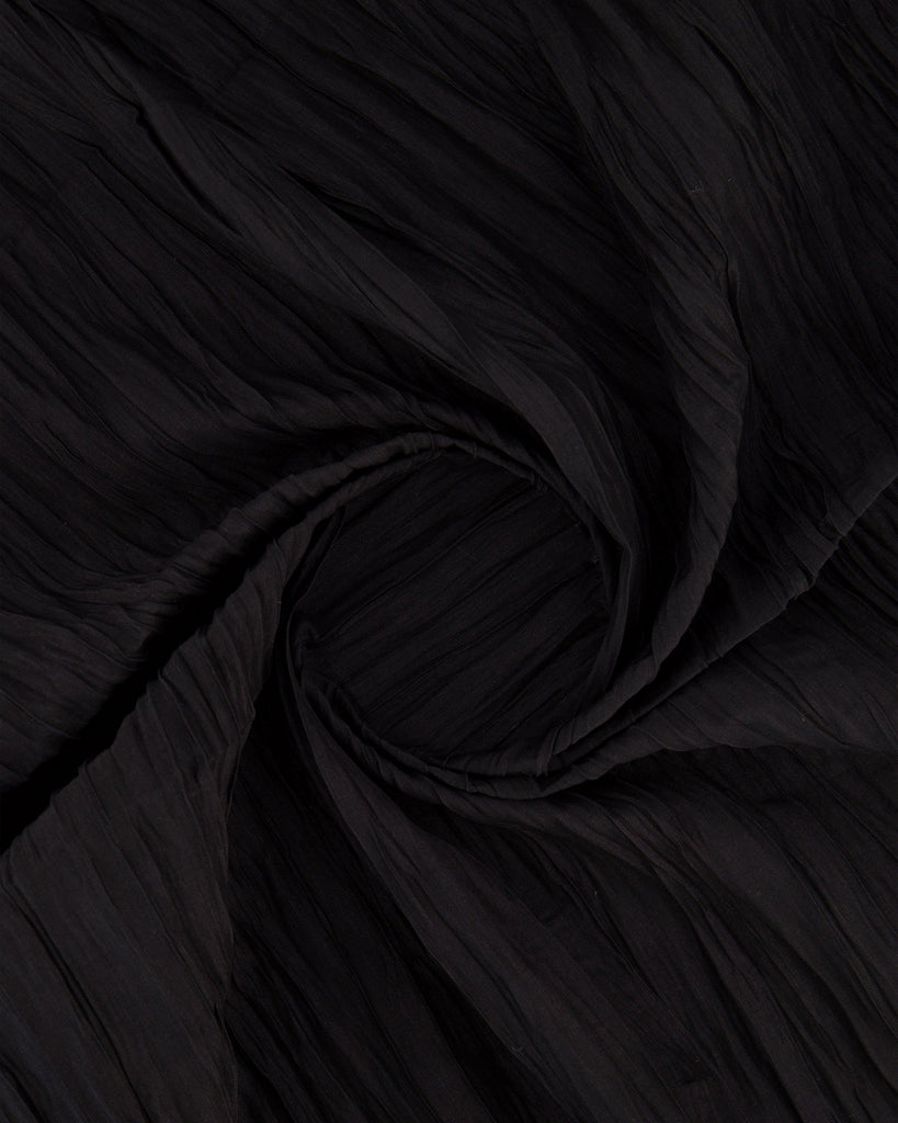 CRUSHED STRETCH TAFFETA | 20276-6699 BLACK - Zelouf Fabrics