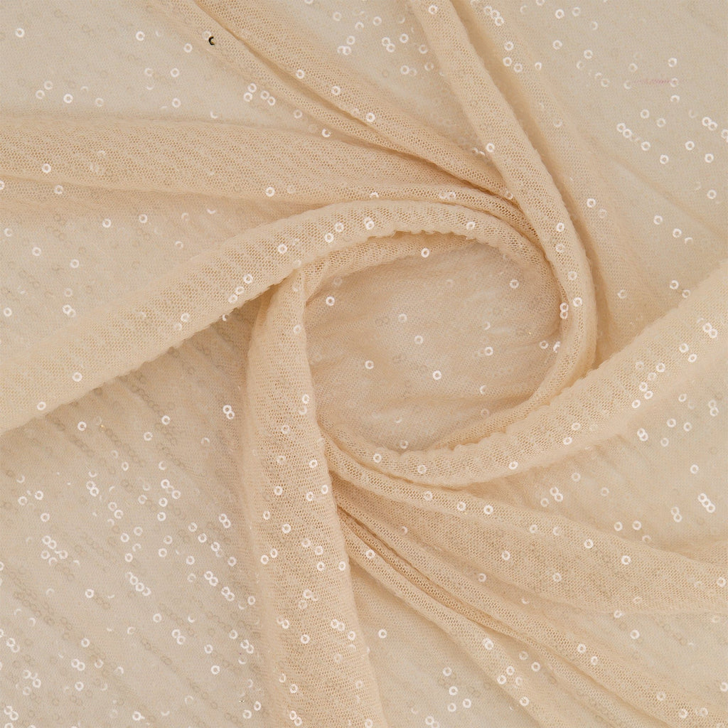 ARIEL LINE CLEAR SEQUIN STRETCH MESH  | 25525-CLEAR IVORY - Zelouf Fabrics