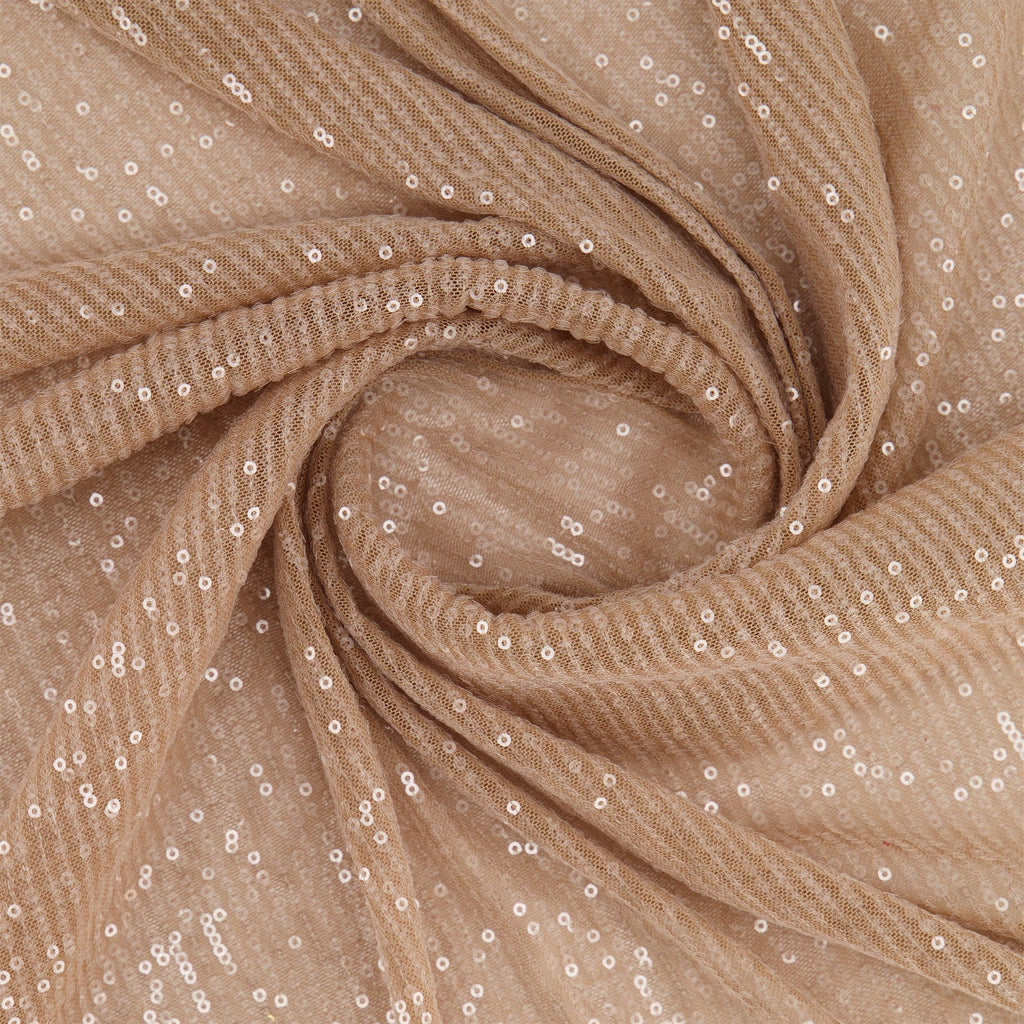 ARIEL LINE CLEAR SEQUIN STRETCH MESH  | 25525-CLEAR SAND - Zelouf Fabrics