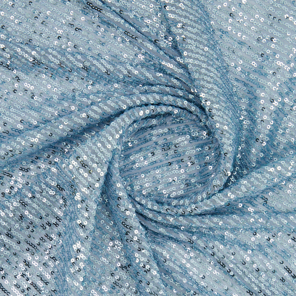 SHORELINE SEQUIN STRETCH MESH | 25525 LIGHT SKY - Zelouf Fabrics