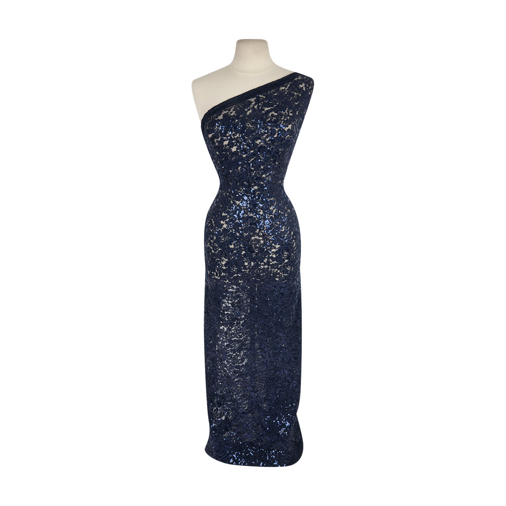LOVELY NAVY | JOANNA CORDED EMBROIDERY LACE MESH | 25921 - Zelouf Fabrics