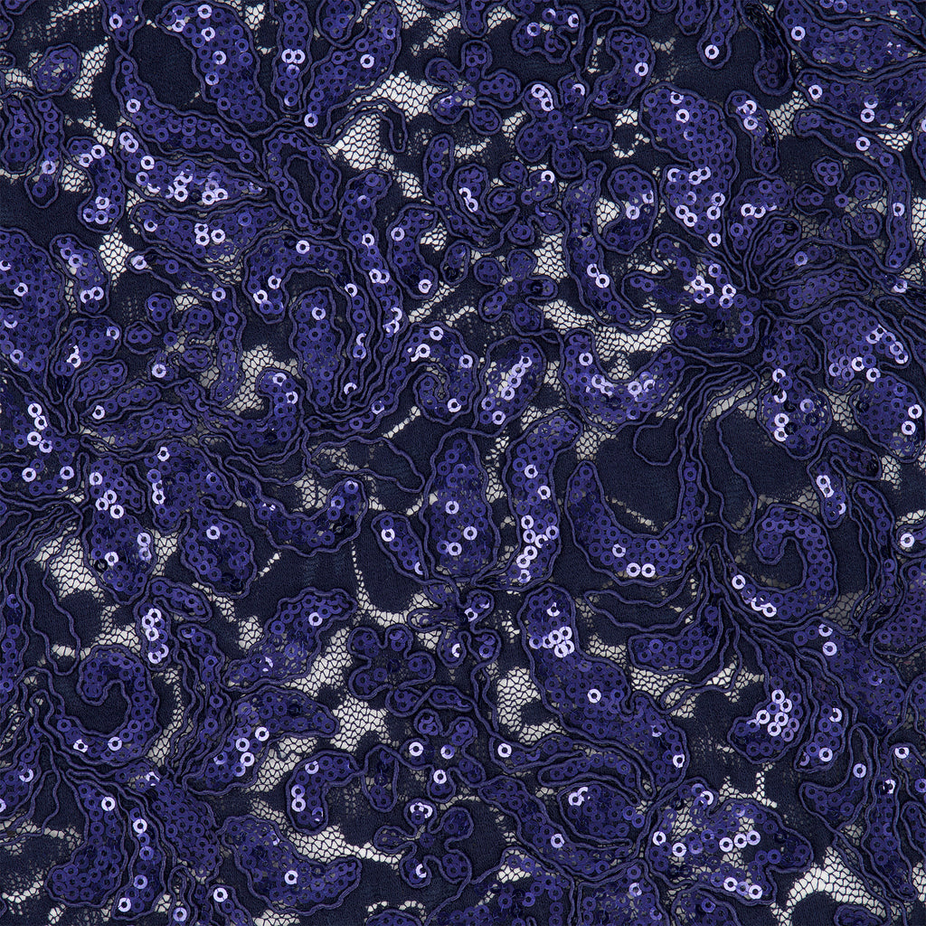 LOVELY NAVY | JOANNA CORDED EMBROIDERY LACE MESH | 25921 - Zelouf Fabrics