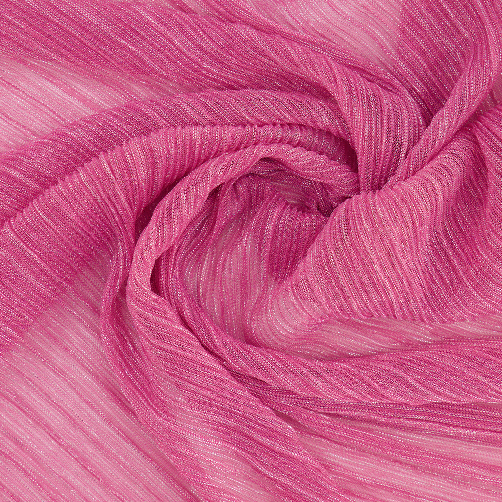 ABY LUREX CRINKLED MESH | 26018PLT ROSE/SILVER - Zelouf Fabrics