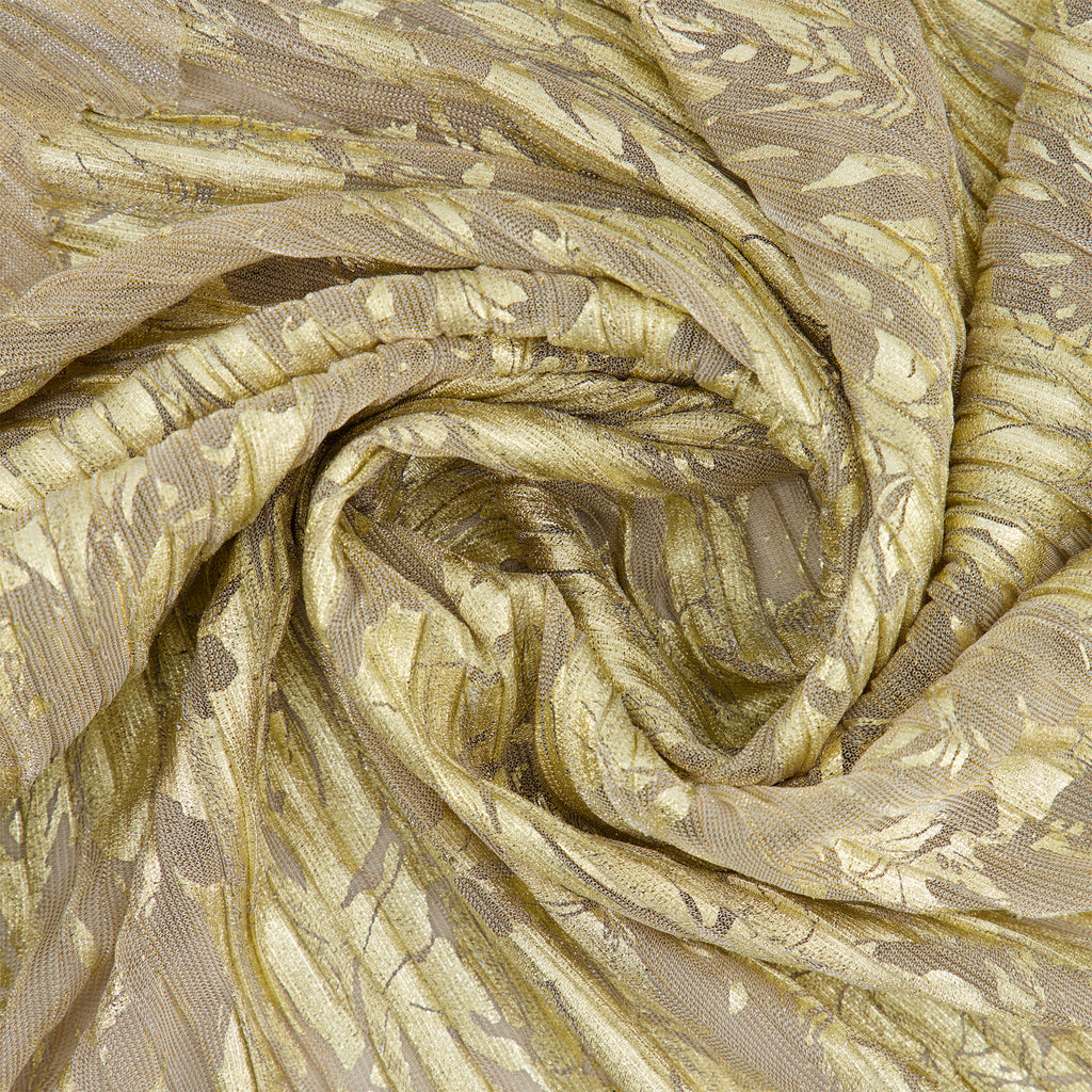 ANSEL FOIL PLEATED LUREX MESH  | 26372 GOLD/GOLD - Zelouf Fabrics