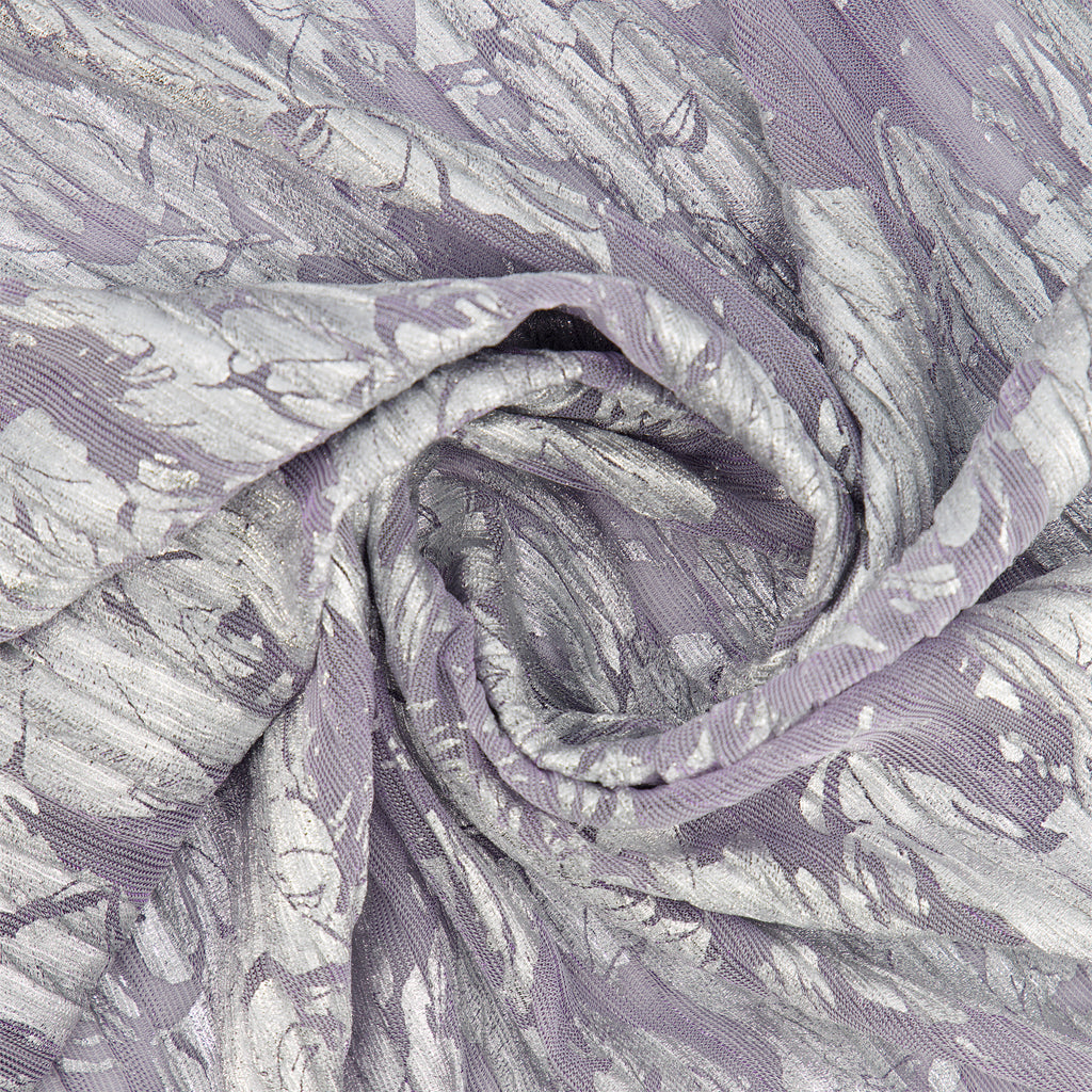 ANSEL FOIL PLEATED LUREX MESH  | 26372 LAVENDER/SILVER - Zelouf Fabrics