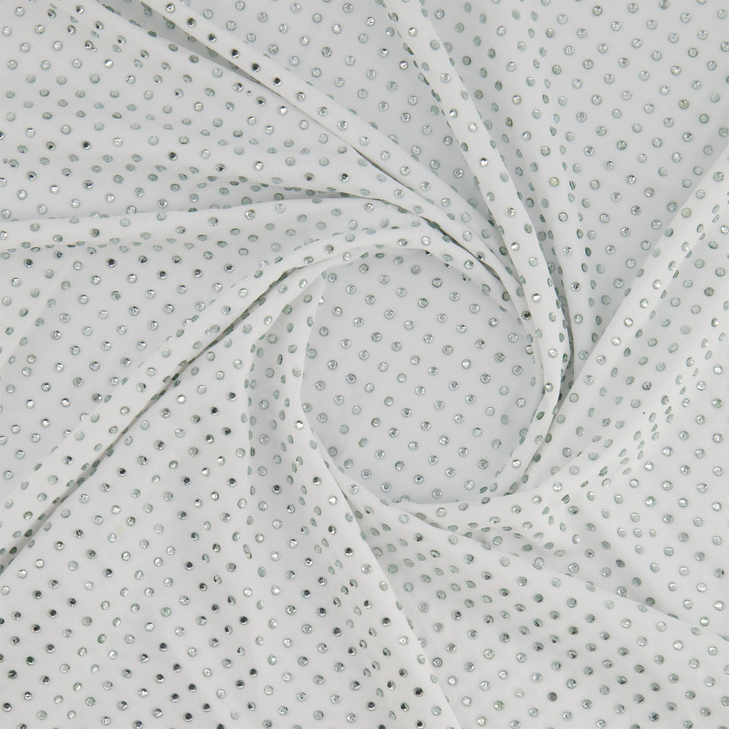 AUDRA HOT FIX STONES ON KNIT  | 26786 WHITE/DIAMOND - Zelouf Fabrics