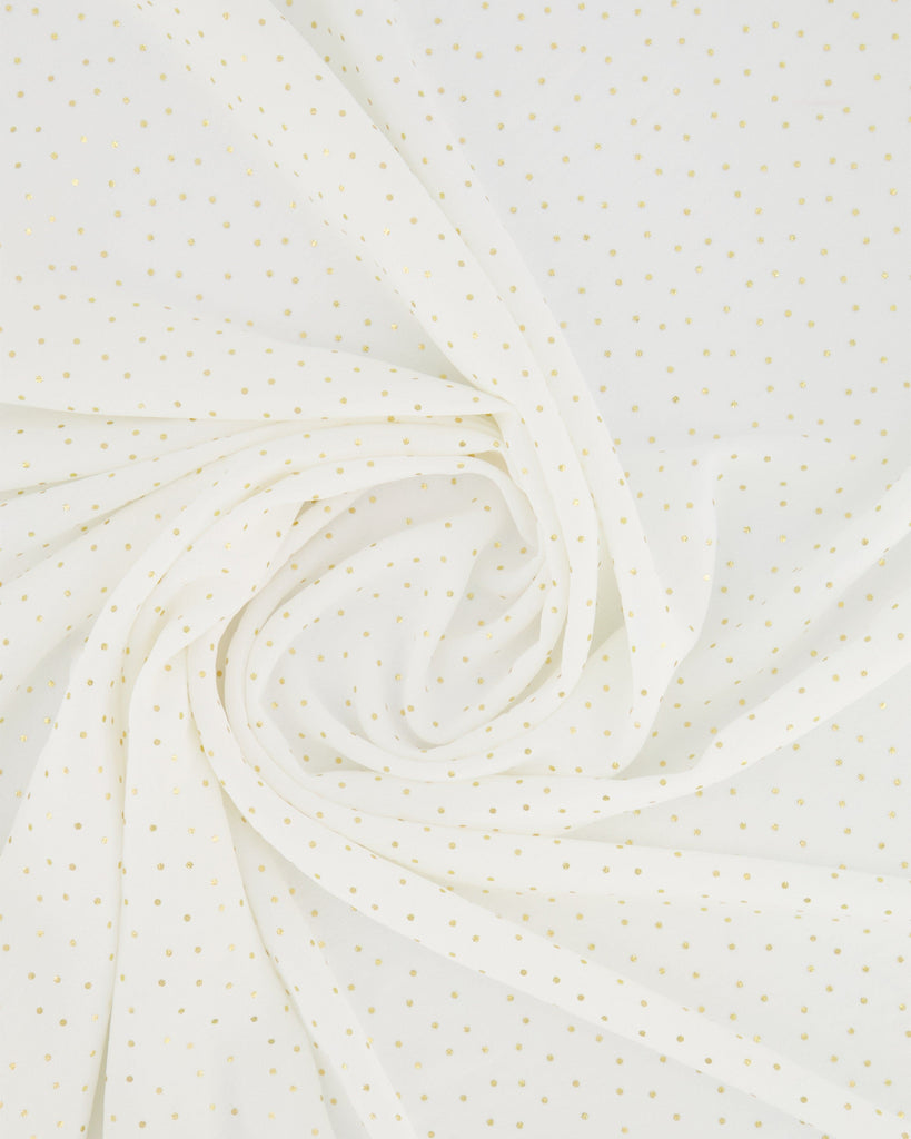 WASHER POLY WITH FOIL DOT  | 27007 IVORY/GOLD - Zelouf Fabrics