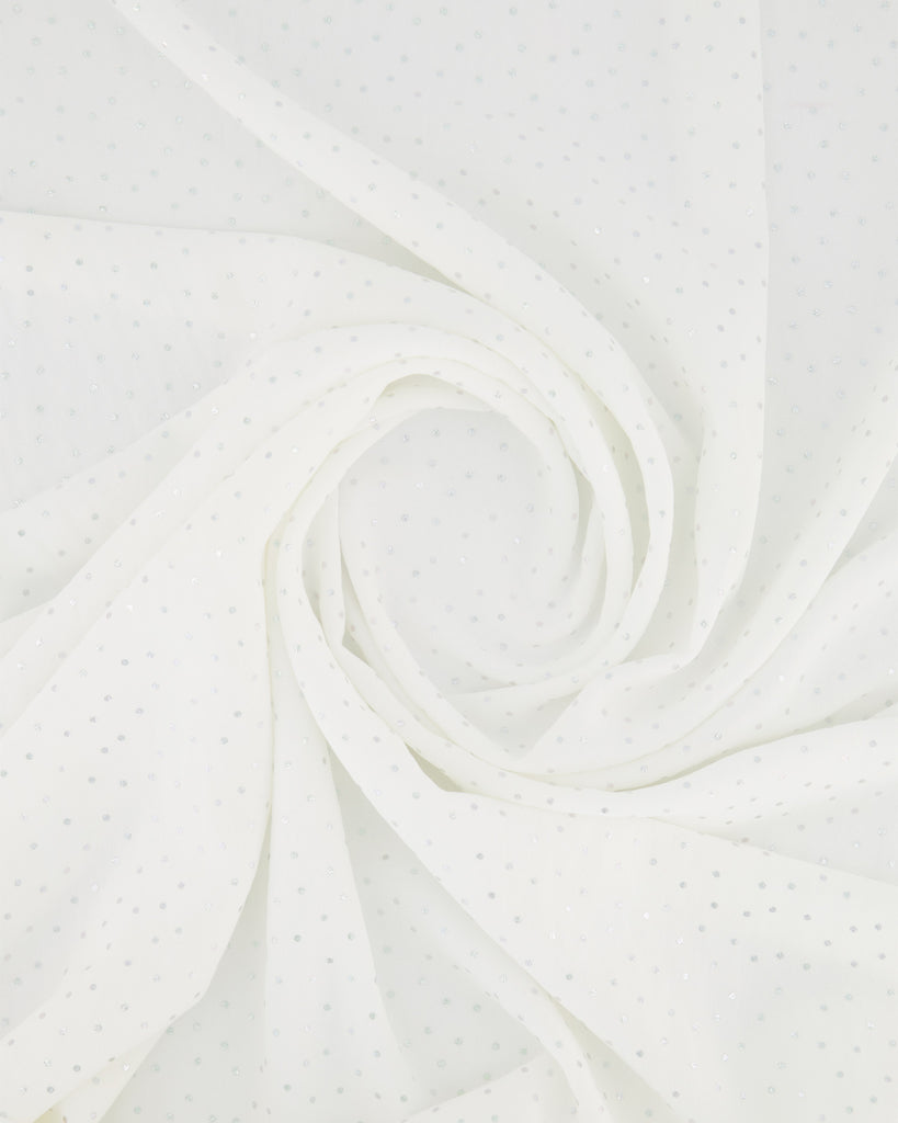 WASHER POLY WITH FOIL DOT  | 27007 IVORY/SILVER - Zelouf Fabrics