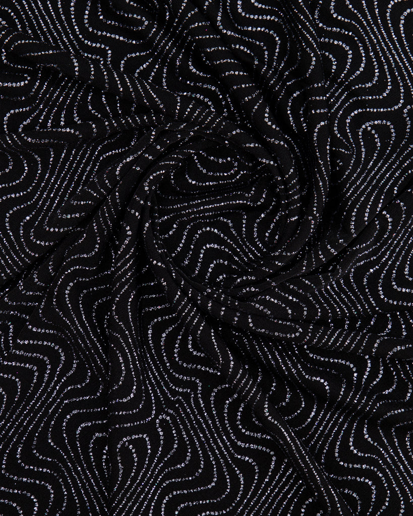 HADLEE GLITTER ON SLINKY  | 27058 BLACK/STEEL - Zelouf Fabrics