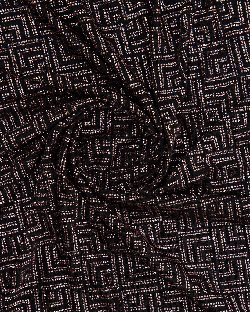 LANIE GLITTER ON SLINKY  | 27060 BLACK/SAND - Zelouf Fabrics