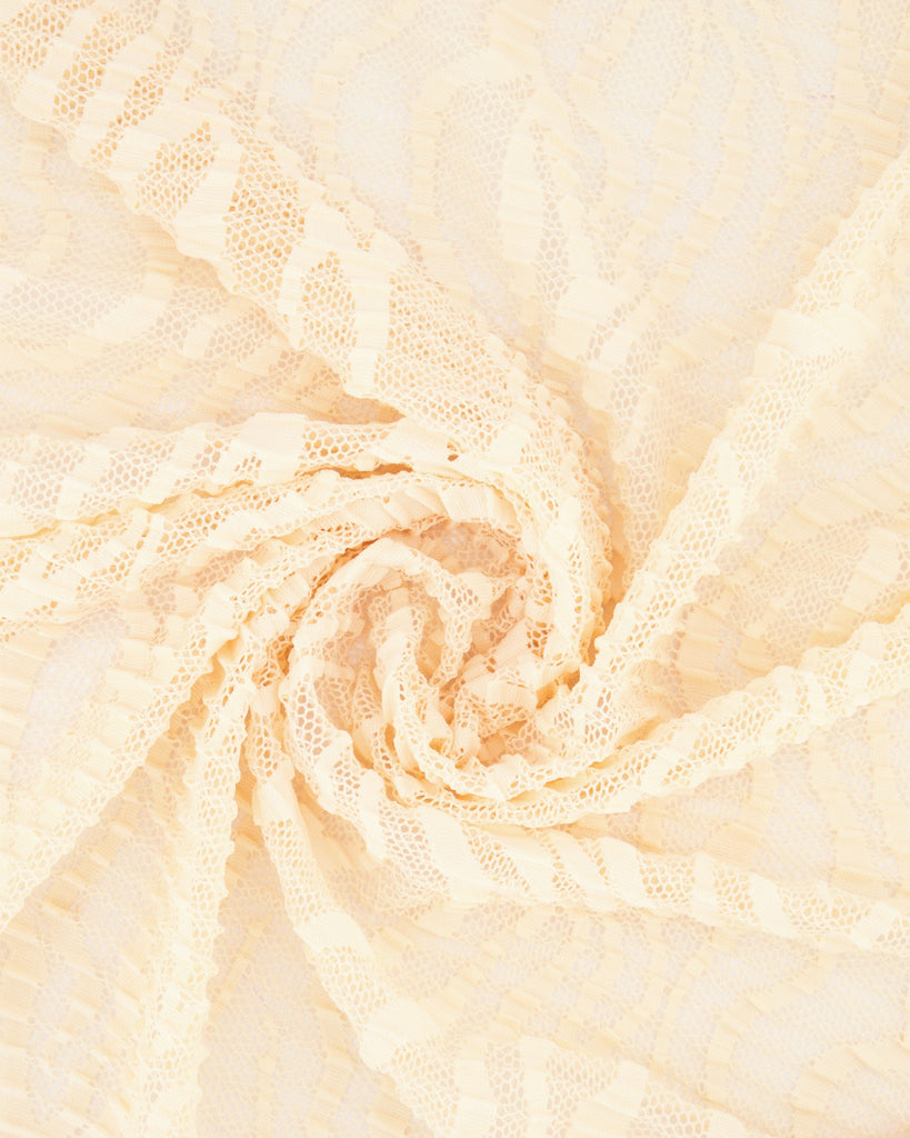 RAELYNN CRINKLED LACE MESH  | 27089 SHELL - Zelouf Fabrics
