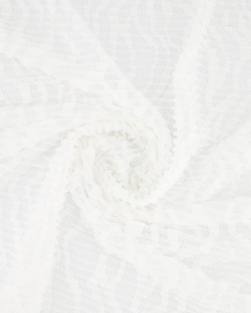 RAELYNN CRINKLED LACE MESH  | 27089 WHITE - Zelouf Fabrics