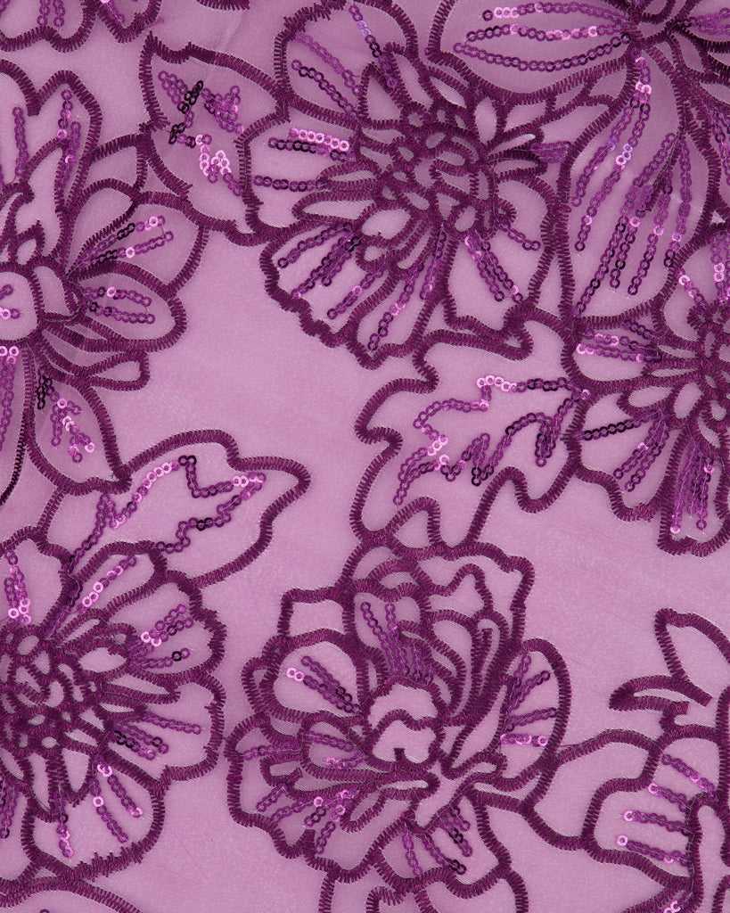 JANELLE EMBROIDERY SEQUINS ON ORGANZA  | 27118-A  - Zelouf Fabrics