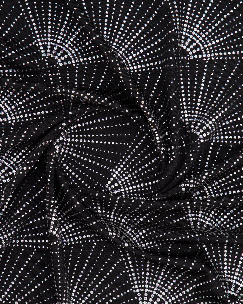 MODERNE DECO GLITTER ON SLINKY KNIT  | 27149 SILVER - Zelouf Fabrics