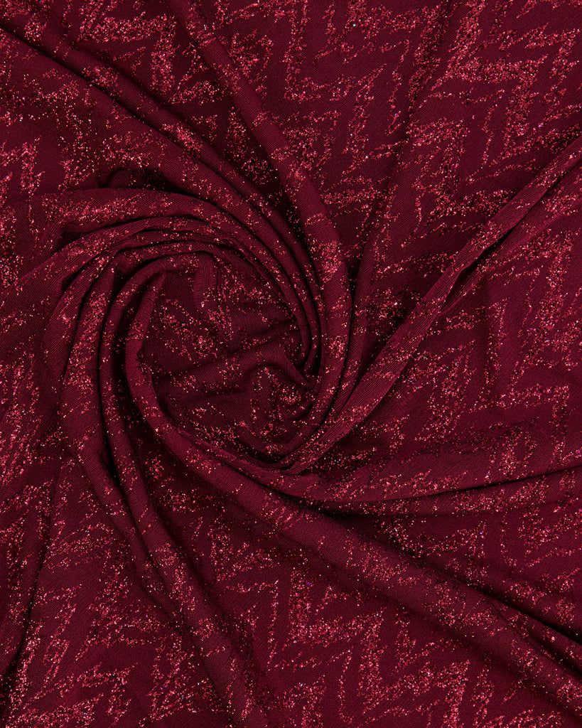 CHEVRON GLITTER ON SLINKY KNIT  | 27153 LUSH WINE/WINE - Zelouf Fabrics