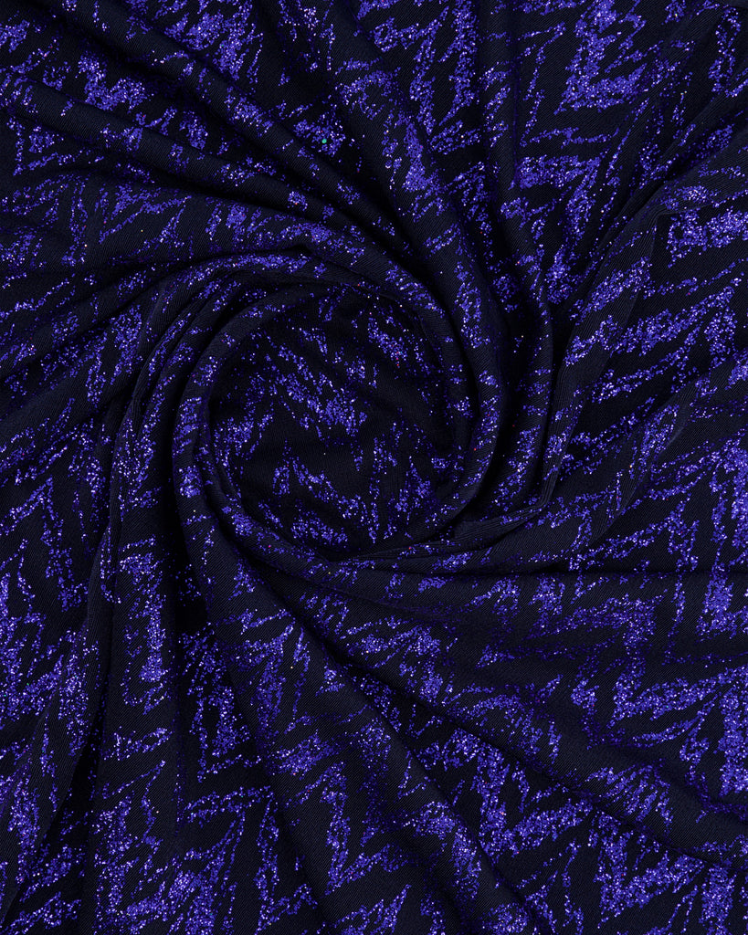 CHEVRON GLITTER ON SLINKY KNIT  | 27153 WINTER NAVY/ROYAL - Zelouf Fabrics