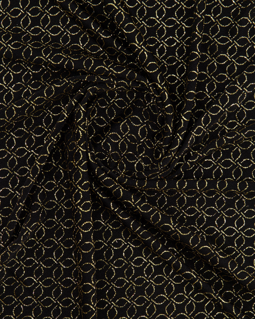 GEO GLITTER ON SLINKY KNIT  | 27154 BLACK/GOLD - Zelouf Fabrics