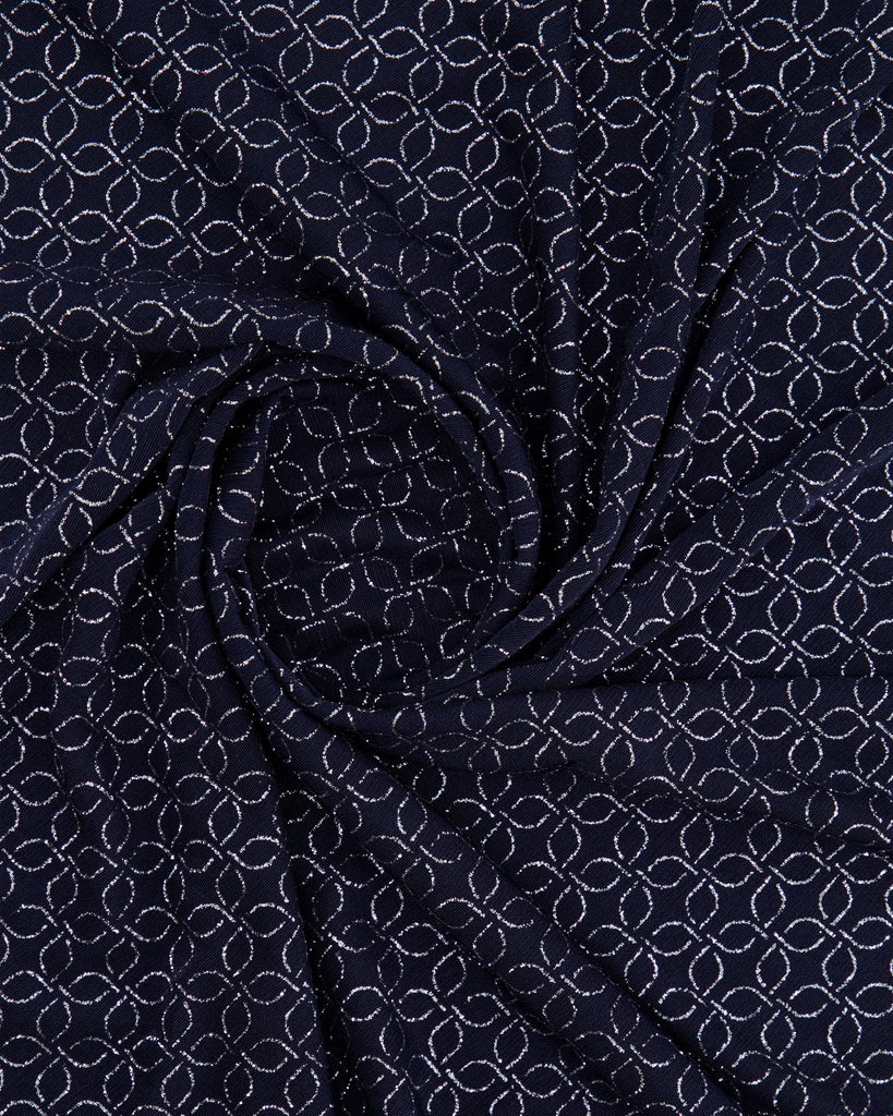 GEO GLITTER ON SLINKY KNIT  | 27154 WINTER NAVY/STEEL - Zelouf Fabrics