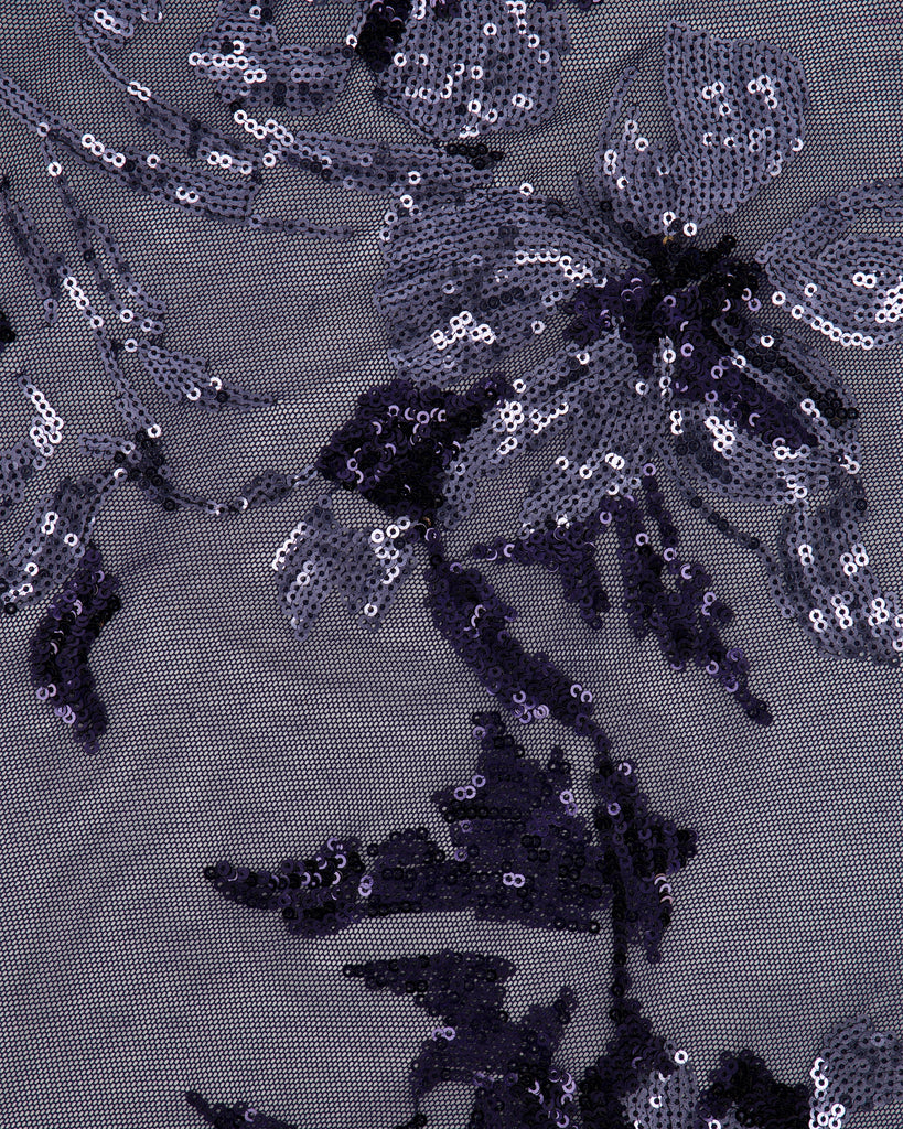ADDILYN SEQUINS FLORAL ON STRETCH MESH  | 27191  - Zelouf Fabrics
