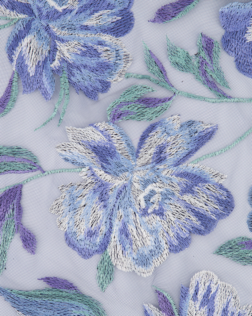 ADDILYN FLORAL EMBROIDERY ON MESH  | 27194  - Zelouf Fabrics