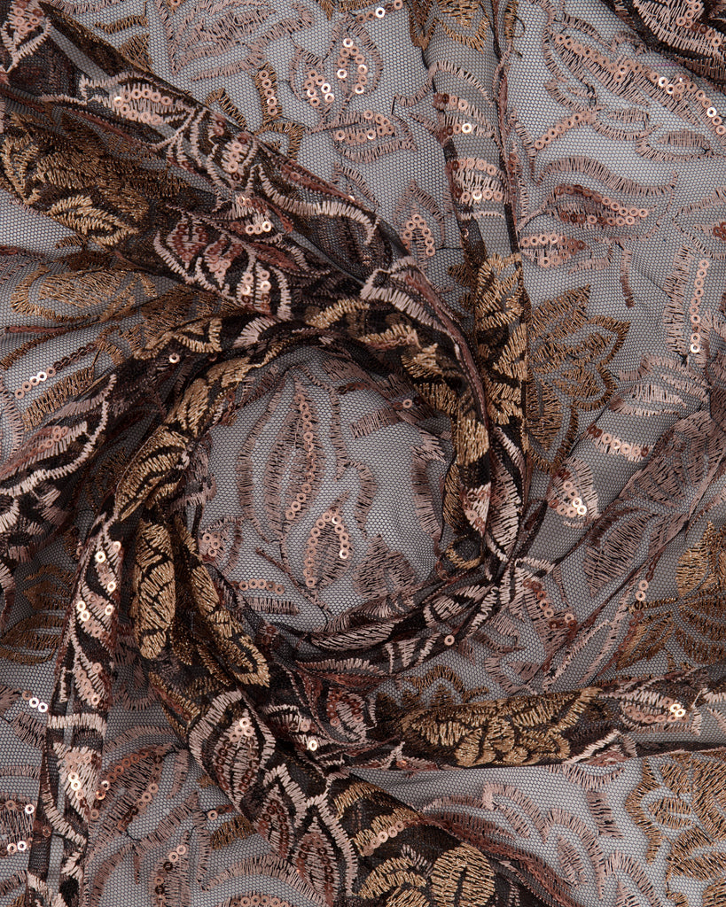 LEONNE EMBROIDERY WITH SEQUINS ON MESH  | 27198 BLOSSOM - Zelouf Fabrics