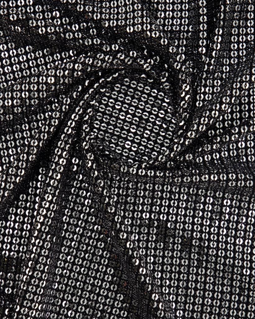 ALESSIA METALLIC KNIT WITH TRANSFER SEQUINS  | 27208 BLACK/SILVER - Zelouf Fabrics