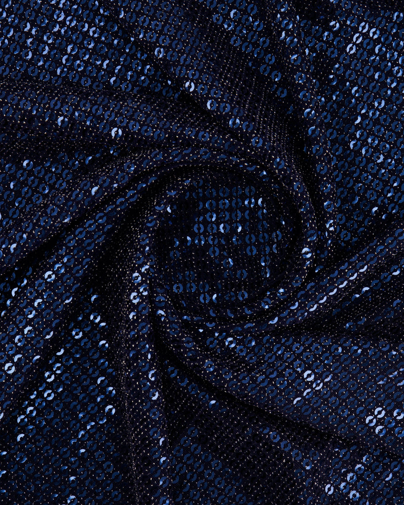 ALESSIA METALLIC KNIT WITH TRANSFER SEQUINS  | 27208 NAVY/NAVY - Zelouf Fabrics